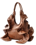 Tremendous Flirty Fun Ruffle Double Handle Oversized Hobo Satchel Purse Handbag Shopper Tote Bag ( MG Collection Hobo bag  )