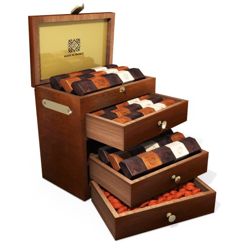 60 pcs Deluxe Brown 3-Drawer Mahogany Chocolate Box ( zChocolat Chocolate Gifts ) รูปที่ 1