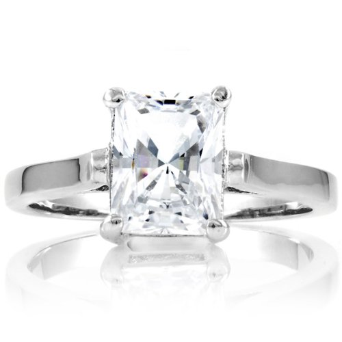 Sonia's Signity CZ Engagement Ring - Radiant Emerald Cut - 925 Sterling Silver, 2 Carat ( Emitations ring ) รูปที่ 1