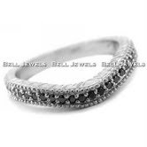 3.20ct Fancy-Black Diamond Engagement & Wedding Ring Band Set 14k White Gold Antique Style ( Bell Jewels ring ) รูปที่ 4