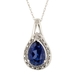 รูปย่อ 10k White Gold Created Ceylon Sapphire and Diamond Accent Pendant, 18" ( Amazon.com Collection pendant ) รูปที่1