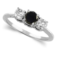 10K White Gold Round 3 Stone Black Diamond & White Diamond Ring (1/4 ctw) ( DivaDiamonds ring )