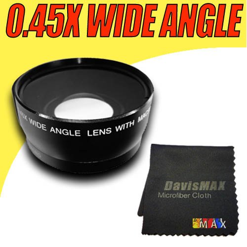 58MM 0.45X Wide Angle Lens + Macro Includes LIFETIME WARRANTY, Lens Caps, Lens Bag and DavisMAX FiberCloth for Canon HFS30 HFS10 HFS11 HFS20 HFS21 HFS100 HFS200 & MORE! ( DavisMAX Len ) รูปที่ 3