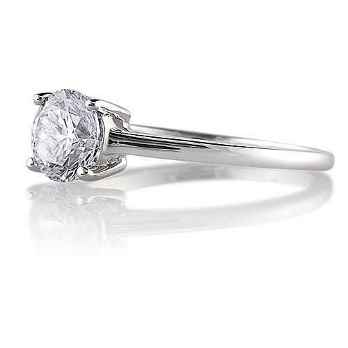 Sterling Silver Round Cubic Zirconia CZ Solitaire Ring - Women's Engagement Wedding Ring ( BERRICLE ring ) รูปที่ 3