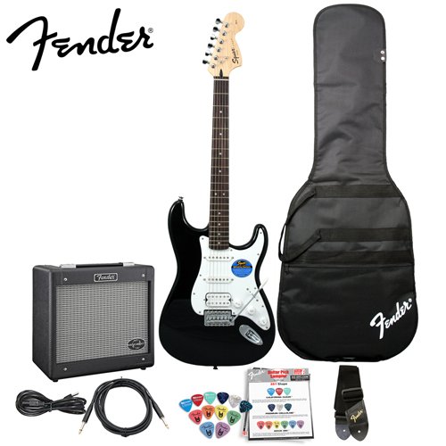 Fender Stop Dreaming, Start Playing Set: Affinity Black Strat HSS with G-DEC® Junior Amp & Fender/ GO-DPS 12 Pack Pick Sampler (Part# DPS-FN-SAMPLER) ( Squier Affinity guitar Kits ) ) รูปที่ 1