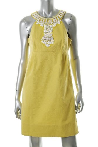 INC Yellow Casual Dress Embellished Pleated Front 6 ( INC Casual Dress ) รูปที่ 1