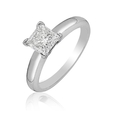 0.50cttw Natural White Princess Cut Diamond (I1-Clarity, H-I-Color) Solitaire Ring in 14K White Gold. ( TriJewels ring )