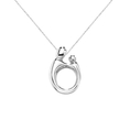Sterling Silver Polished Oval Mother and Child Pendant, 18