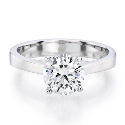 1/2 ct. Round Diamond Solitaire Engagement Ring in 14k White Gold - Free Resize ( Outlet - Natural Diamond Store ring ) รูปที่ 4