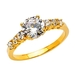 รูปย่อ 14K Yellow Gold Round Solitaire CZ Cubic Zirconia Wedding Engagement Ring Band ( The World Jewelry Center ring ) รูปที่1