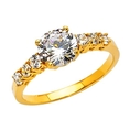 14K Yellow Gold Round Solitaire CZ Cubic Zirconia Wedding Engagement Ring Band ( The World Jewelry Center ring )