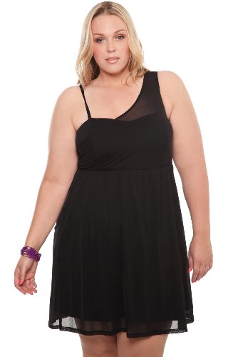 Torrid Plus Size Black Mesh Drape One-Shoulder Dress ( Torrid Night Out dress ) รูปที่ 1