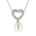 Sterling Silver Pendant with Freshwater Cultured Pearl, 16+2