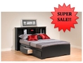 Prepac Sonoma Storage Platform Bed Black Finish 