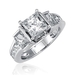 รูปย่อ Sterling Silver Princess Cubic Zirconia CZ Ring - Women's Engagement Wedding Ring ( BERRICLE ring ) รูปที่1