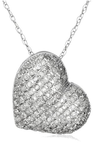 14k White, Yellow, or Rose Gold Diamond Pave Heart Pendant (5/8 cttw, I-J Color, I2-I3 Clarity) ( Amazon.com Collection pendant ) รูปที่ 4