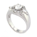 รูปย่อ Sterling Silver Classic Flower Cluster Engagement Ring w/Oval White CZ ( Alljoy ring ) รูปที่1