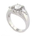 Sterling Silver Classic Flower Cluster Engagement Ring w/Oval White CZ ( Alljoy ring )