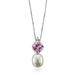 รูปย่อ Natural Diamond, Pink Tourmaline and Pearl Necklace Pendant in 10k White Gold ( My Love Wedding Ring pendant ) รูปที่2