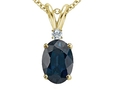 1.02 cttw Genuine Sapphire and Diamond Pendant - 14kt White or Yellow Gold ( Finejewelers pendant )
