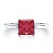 รูปย่อ Sterling Silver 925 Princess Cut Ruby Cubic Zirconia CZ Solitaire Ring - Women's Engagement Wedding Ring ( BERRICLE ring ) รูปที่1