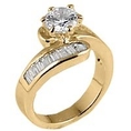 14KGP Solitaire Center Baguette Sides CZ Engagement Ring ( HopeChestJewelry ring )