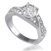 รูปย่อ Sterling Silver Round Cubic Zirconia CZ Solitaire Ring w/Side Stones - Women's Engagement Wedding Ring ( BERRICLE ring ) รูปที่1