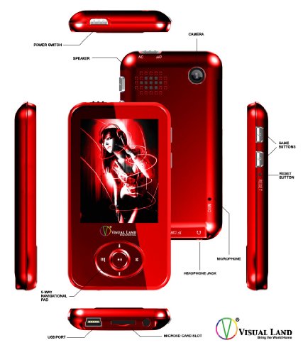 Visual Land V-Motion Pro 8 GB Video/Music/2.4-Inch MP3 player with Camera (Red) ( Visual Land Player ) รูปที่ 3