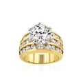 14k Gold Classic Round CZ Engagement Ring in Two Tone Featuring Four Row Channel Set Shoulders in Gold Tone in Sizes 5-10 with 7.5 Total Carat Weight ( J Goodin Inc ring )