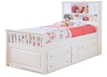 Twin Size Captain's Bed with Underbed 4 Storage Drawer Chest White Finish 