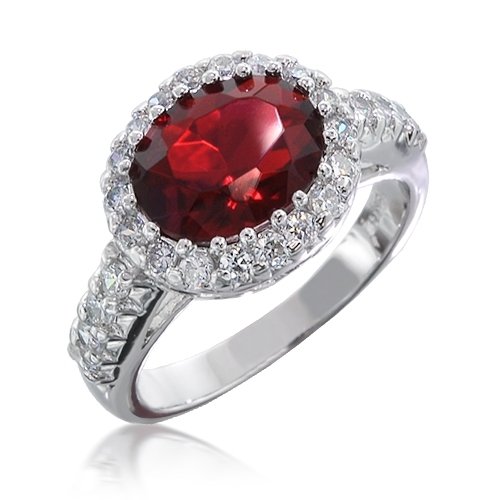Bling Jewelry Vintage Style Crown CZ Diamond Ruby Engagement Ring (more sizes) ( Bling Jewelry ring ) รูปที่ 1