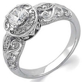 14K White Gold Vintage Style Semi-Mount Diamond Engagement Ring (Center stone is not included) ( Jewelry Days ring )