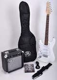 SX RST 3/4 LH White Left Handed 3/4 Size Short Scale Guitar Package with Amp, Carry Bag and Instructional DVD ( SX guitar Kits ) )