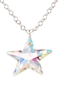 Sterling Silver Chain with Swarovski Elements Star Pendant Necklace, 24