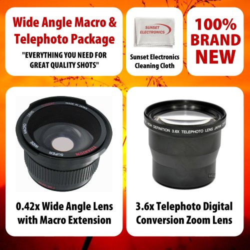Sony Alpha NEX-3, NEX-5 Digital Camera 0.42X Wide Angle Fisheye / Macro Lens & 3.6X Telephoto Lens Package This Kit Includes 0.42X Wide Angle Fisheye Lens + 3.6x Telephoto Lens + Cleaning Cloth + More ( Sunset Len ) รูปที่ 1