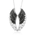 Sterling Silver Angel Feather Wing BLACK Diamond Pendant Necklace - 0.50 carat ( Diamond Delight pendant )