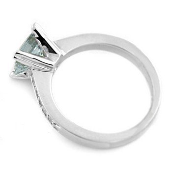 1.15ct Blue Aquamarine 14k White Gold Engagement Ring ( Bell Jewels ring ) รูปที่ 3