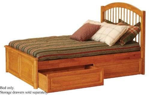 Twin Size Windsor Style Platform Bed with Raised Panel Footboard Caramel Latte Finish  รูปที่ 1