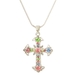 รูปย่อ Silvertone Pastel Crystal Cross Pendant Necklace Fashion Jewelry ( PammyJ Necklace pendant ) รูปที่1