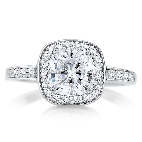 Sterling Silver Ring Cushion Cubic Zirconia CZ Ring 2.56 ct.tw - Women's Engagement Wedding Ring ( BERRICLE ring ) รูปที่ 3