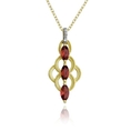 18k Yellow Gold Plated Sterling Silver Genuine Garnet and Diamond Accent Pendant, 18