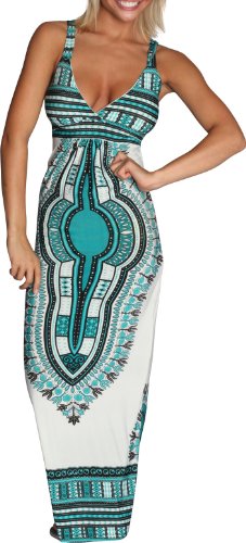 Alki'i African Print Casual Evening Party Cocktail Long Maxi Dress ( Alki'i Casual Dress ) รูปที่ 1