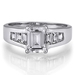 รูปย่อ Sterling Silver Emerald Cubic Zirconia CZ Solitaire Ring w/ Side Stone - Women's Engagement Wedding Ring ( BERRICLE ring ) รูปที่2