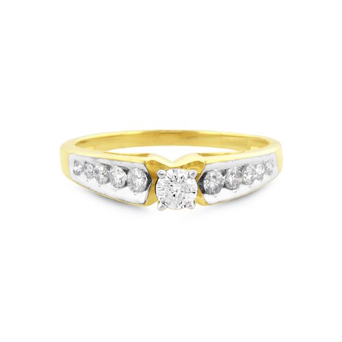1/2 Carat Round-Cut Diamond Engagement Ring in 10K Yellow Gold Size-7 ( Netaya ring ) รูปที่ 4