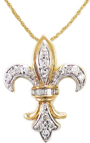 10k Gold Plated Sterling Silver Diamond Fleur-de-lis Pendant (1/4cttw) ( Amazon.com Collection pendant ) รูปที่ 1