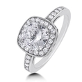 Sterling Silver Ring Cushion Cubic Zirconia CZ Ring 2.56 ct.tw - Women's Engagement Wedding Ring ( BERRICLE ring )