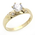 14K Engagement Ring 1ctw CZ Cubic Zirconia Solitaire Yellow Gold Ring ( Double Accent ring )