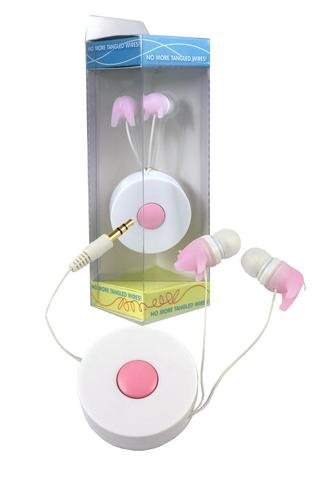 Pink Piggy 3.5mm Retractable Cute Stereo Earbuds Headset for iPod / iPhone 3GS ( Executive Ear Bud Headphone ) รูปที่ 1
