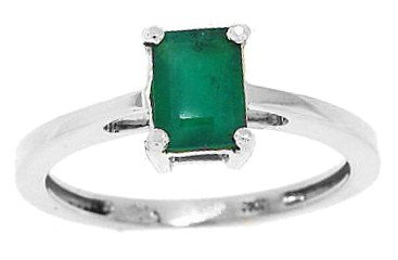 1.00ct Emerald Cut Emerald Ring in 14Kt White Gold ( MyTreasurez ring ) รูปที่ 3