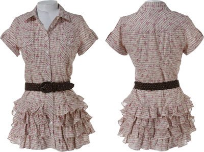 ROMEO & JULIET COUTURE Calico & Gingham Ruffled Shirt Dress w/ Belt ( Romeo & Juliet Couture Night Out dress ) รูปที่ 1